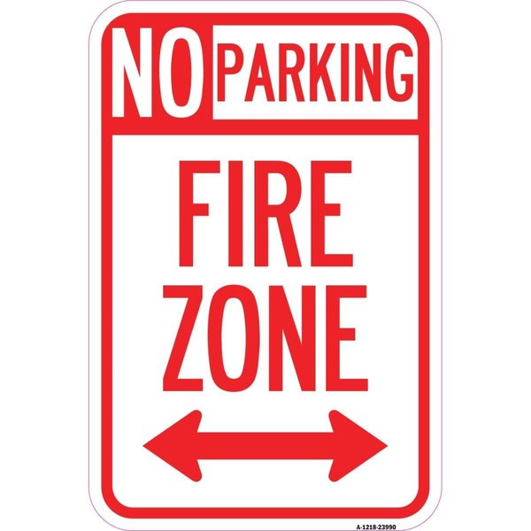 Amistad 12 x 18 in. Aluminum Sign - Fire Lane with Bidirectional Arrow AM2028853